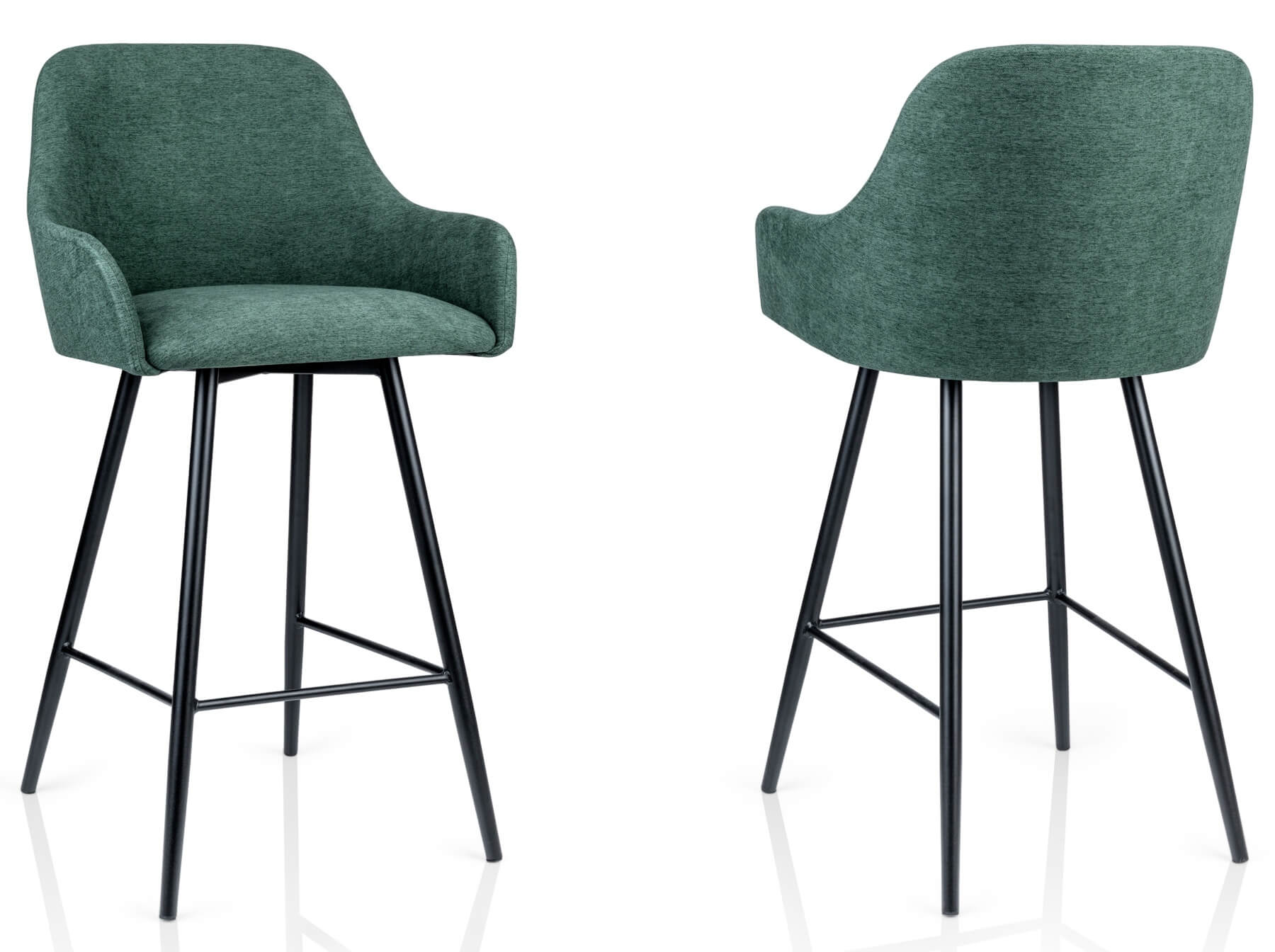 Boho velvet hoker do jadalni Marcus na czarnych nogach z podłokietnikami - kulok meble - widok z przodu i z tyłu